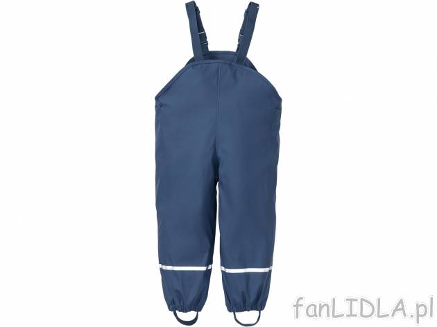 Spodnie przeciwdeszczowe Lupilu, cena 29,99 PLN 
- zakończenie nogawek z gumką ...