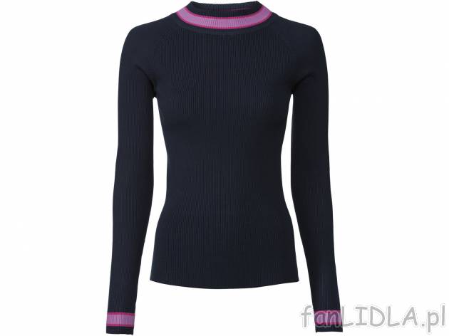 Sweter z wiskozą Esmara, cena 29,99 PLN 
- kołnierz na st&oacute;jce
- elastyczna ...