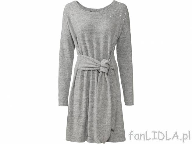Sukienka z wiskozą Esmara, cena 34,99 PLN 
- ozdobne perełki
- przyjemny, miękki ...