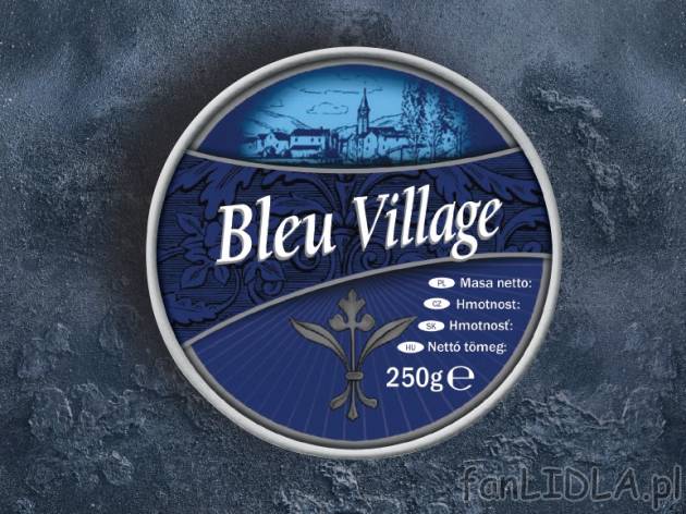 Bleu Villlage ser z niebieską pleśnią , cena 5,00 PLN za 250 g/1 opak., 100 g=2,40 PLN.