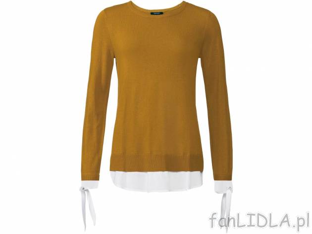 Sweter z koszulowym brzegiem Esmara, cena 34,99 PLN 
- wiązanie przy rękawach
- ...