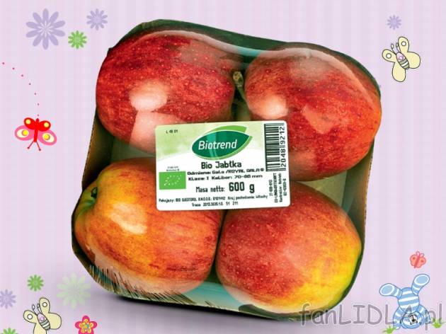 Bio-jabłka czerwone , cena 4,39 PLN za 600 g, 1kg=7,32 PLN. 
- Soczyste, pod skórką ...
