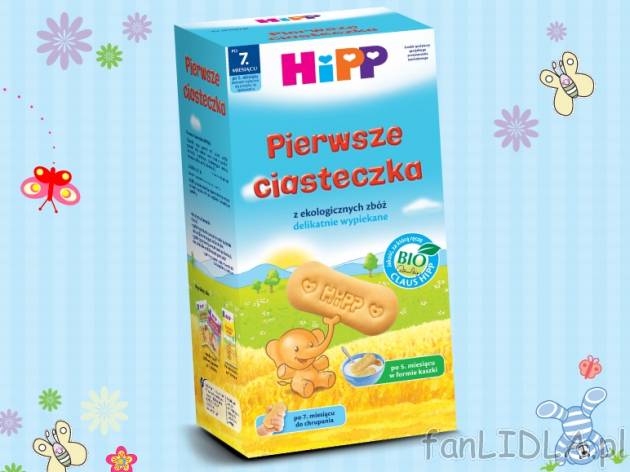 Hipp Pierwsze ciasteczka , cena 7,99 PLN za 150 g, 100g=5,33 PLN. 
- Z ekologicznych ...