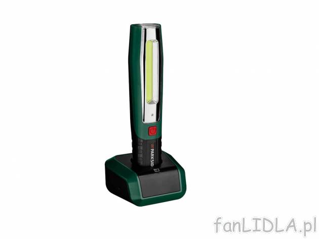 Akumulatorowa lampa LED Parkside, cena 79,90 PLN 
- mocny akumulator litowo-jonowy ...