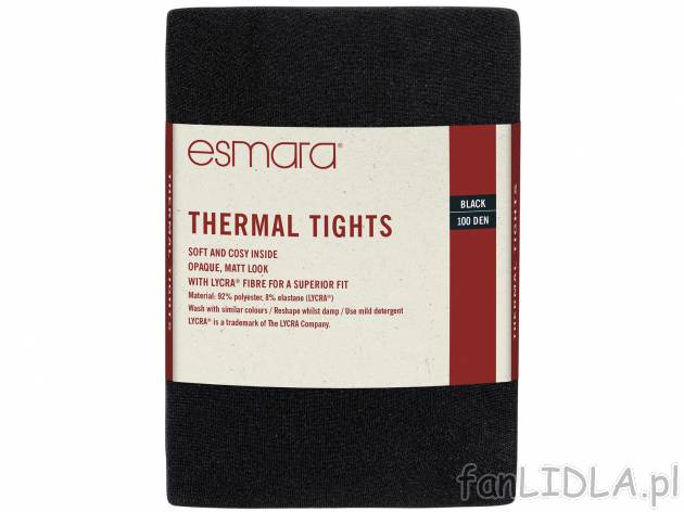 Rajstopy termiczne Esmara, cena 15,99 PLN 
100 DEN 
- miękkie, ciepłe i kryjące
- ...
