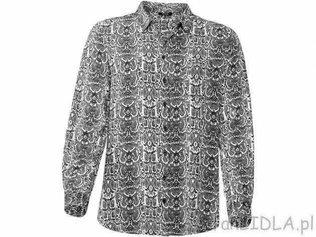 Bluzka z wiskozy Esmara, cena 29,99 PLN 
- wzór na czasie
- 100% wiskozy
- rozmiary: ...