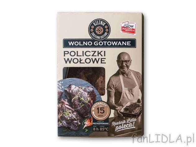 Rzeźnik Policzki wołowe wolno gotowane , cena 22,00 PLN za 1 kg