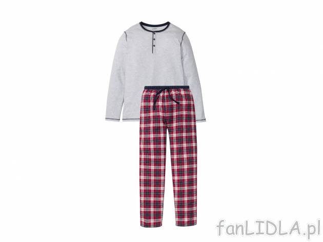 Piżama męska z bawełny , cena 39,99 PLN 
- spodnie z ciepłej i miękkiej flaneli
- ...