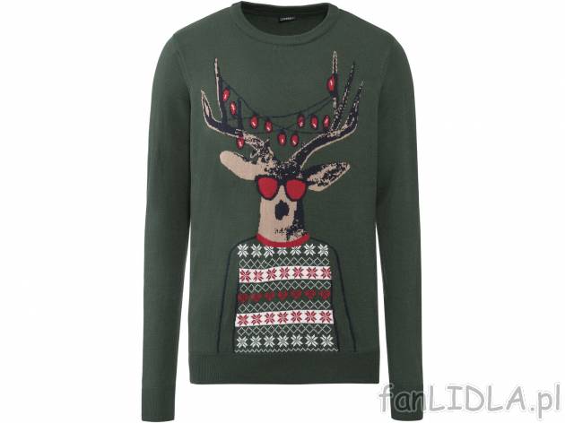 Sweter męski z motywem świątecznym Livergy, cena 39,99 PLN 
- przyjemnie miękki ...