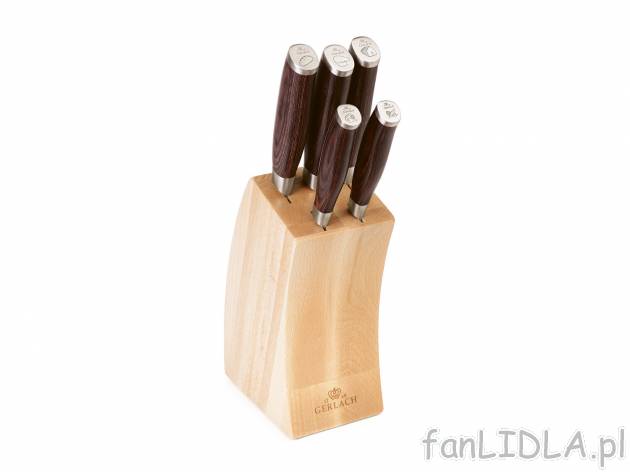 Zestaw 5 noży w bloku DECO WOOD Gerlach, cena 229,00 PLN 
- blok z drewna bukowego
- ...