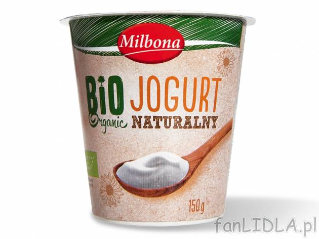 Milbona Bio-Jogurt naturalny , cena 1,00 PLN za 150 g/1 opak., 100 g=0,73 PLN.