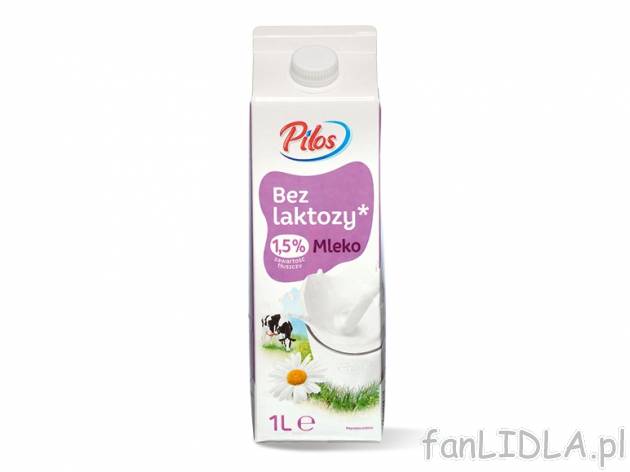 Pilos Mleko bez laktozy 1,5 % , cena 2,00 PLN za 1l/1 opak.