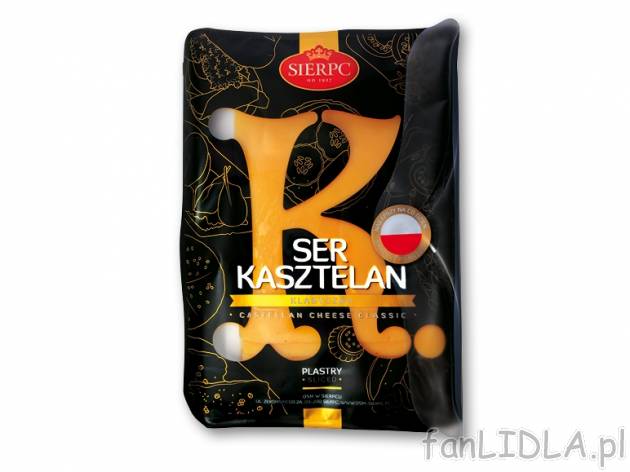 Sierpc Ser Kasztelan , cena 3,00 PLN za 150 g/1 opak., 100 g=2,59 PLN.