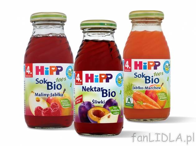 HiPP Bio sok/nektar , cena 2,00 PLN za 200 ml/1 but., 100 ml=1,50 PLN.  
Różne rodzaje.