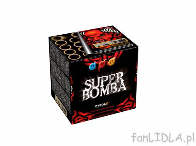 Bateria 24-strzałowa „Superbomba” , cena 74,90 PLN 
- czerwone i pomarańczowe ...