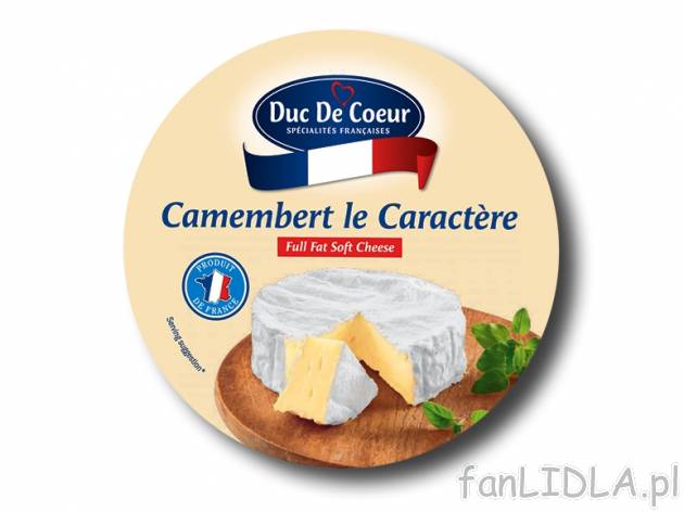 Ser Camembert le Caractere , cena 5,00 PLN za 250 g/1 opak., 100 g=2,40 PLN.