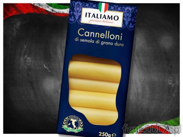 Makaron Cannelloni , cena 3,49 PLN za 250 g, 100g=1,40 PLN. 
- Rurki makaronowe, ...