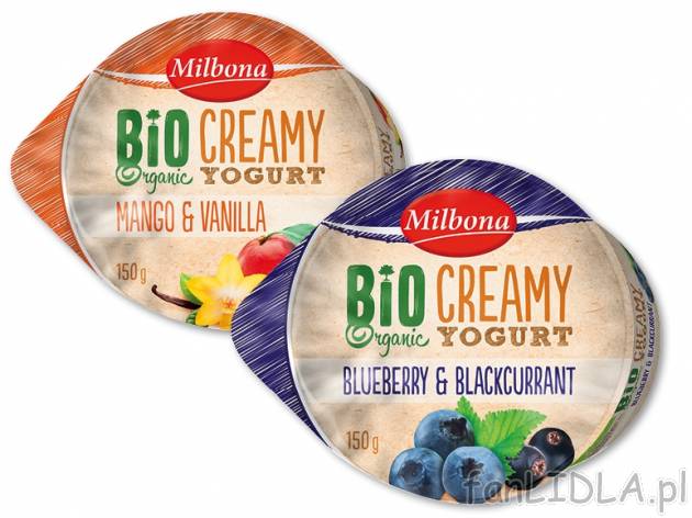 Milbona Bio Jogurt kremowy , cena 1,00 PLN za 150 g/1 opak., 100 g=1,33 PLN. 
różne ...