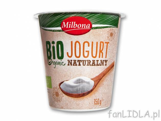 Milbona Bio Jogurt naturalny , cena 1,00 PLN za 150 g/1 opak., 100 g=0,86 PLN.