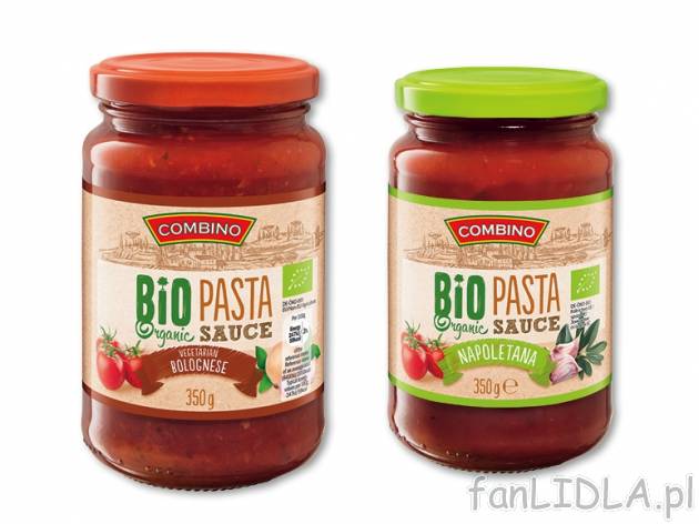 Combino Bio Sos pomidorowy , cena 4,00 PLN za 350 g/1 opak., 1 kg=14,26 PLN.