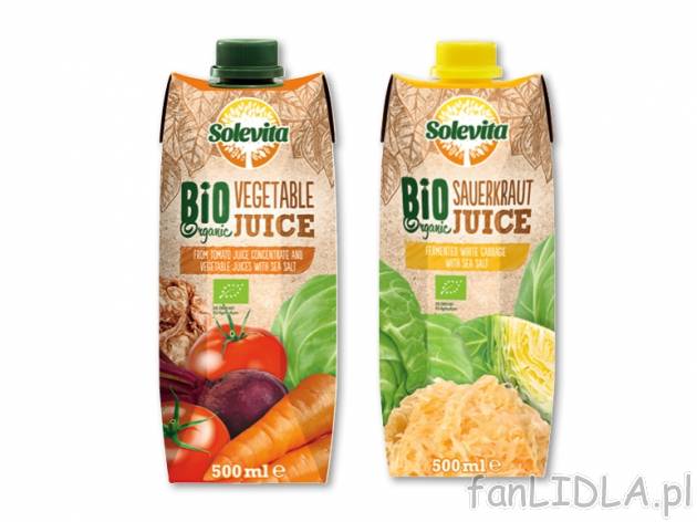 Solevita Bio Sok warzywny , cena 3,00 PLN za 500 ml/1 opak., 1 l=7,98 PLN.