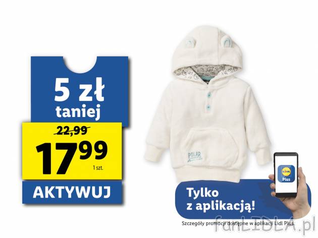 Bluza polarowa Lupilu, cena 22,99 PLN 
- rozmiary: 62-92
- z miękkiego, przytulnego ...