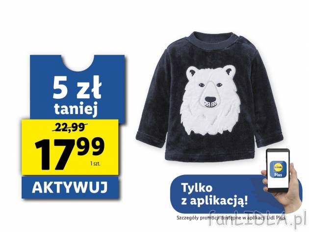 Bluza polarowa Lupilu, cena 22,99 PLN 
- rozmiary: 74-92
- z miękkiego, przytulnego ...