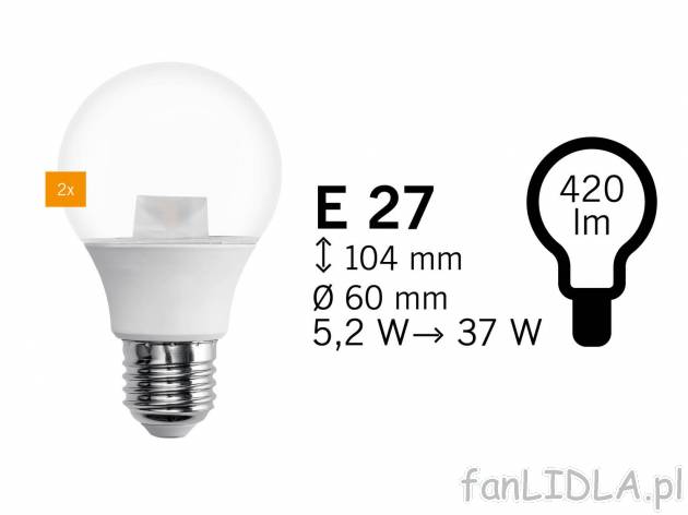 Żarówki LED, 2 szt.* Livarno, cena 5,00 PLN 
*Artykuł dostępny wyłącznie w ...