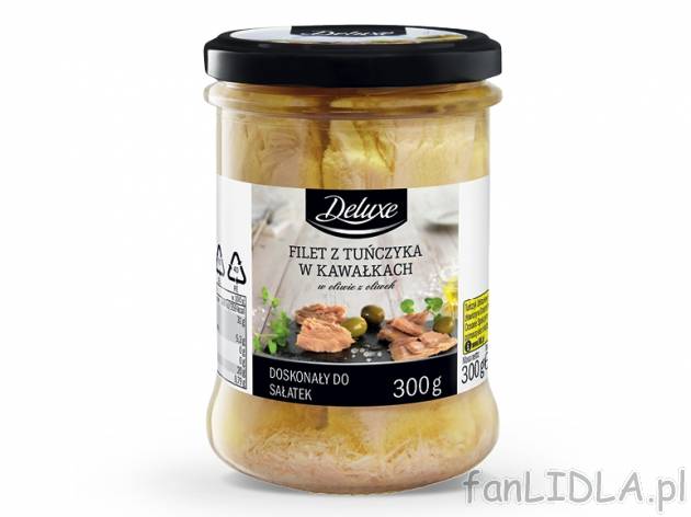 Filet z tuńczyka w oliwie , cena 19,00 PLN za 300 g/1 opak., 1 kg=95,19 PLN. 
Oferta ...