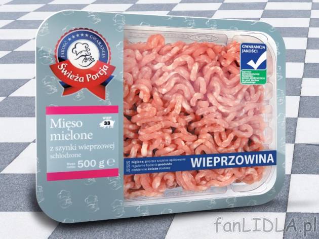 Mięso mielone z szynki , cena 5,99 PLN za 500 g/1 opak., 1kg=11,98 PLN.
