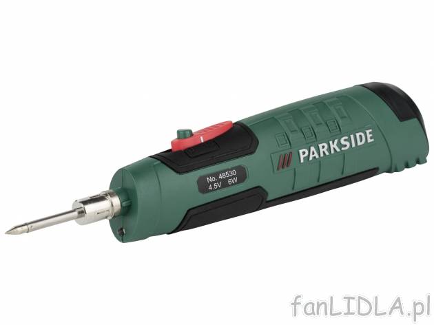 Lutownica na baterie 6 W Parkside 48530 4,5V 6W, cena 29,99 PLN 
- w zestawie: ...