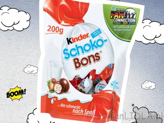 Kinder Schoko Bons , cena 9,99 PLN za 200 g, 100g=5,00 PLN.  
-  Aż 200g!