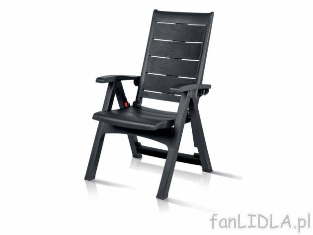 Fotel składany z wysokim oparciem Florabest, cena 109,00 PLN za 1 szt. 
- złożony ...