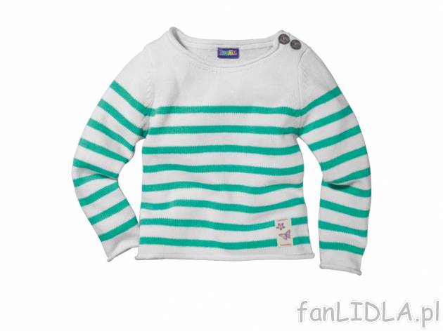 Sweter dziewczęcy Lupilu, cena 24,99 PLN za 1 szt. 
- materiał: 100% bawełna
- ...
