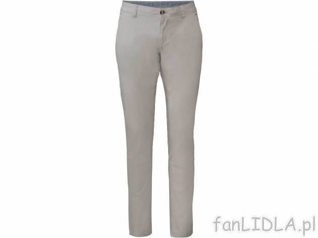 Spodnie chino Livergy, cena 44,99 PLN 
- kr&oacute;j slim fit
- wysoka zawartość ...