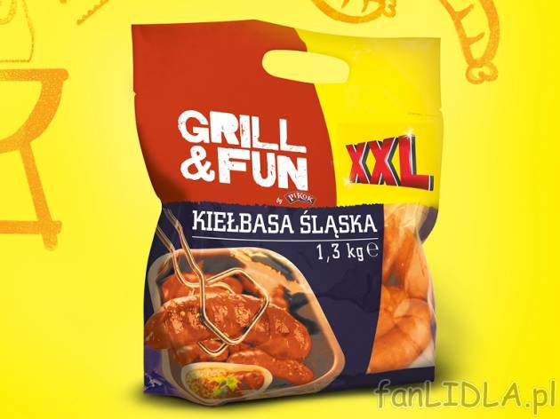 Grill&Fun Kiełbasa śląska , cena 13,00 PLN za 1,3 kg/1 opak., 1 kg=10,76 PLN.