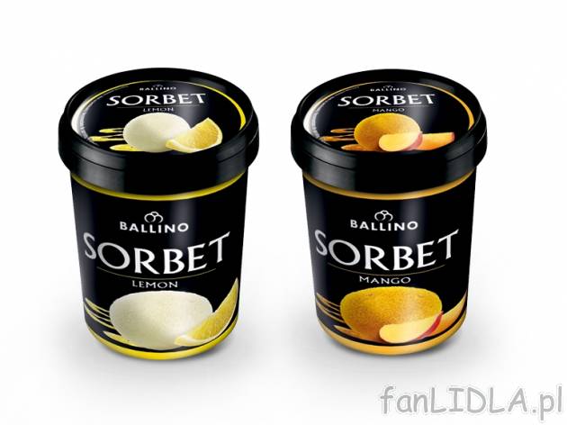 Ballino Sorbet , cena 5,00 PLN za 500 ml/1 opak., 1 l=11,98 PLN. 
Oferta ważna ...