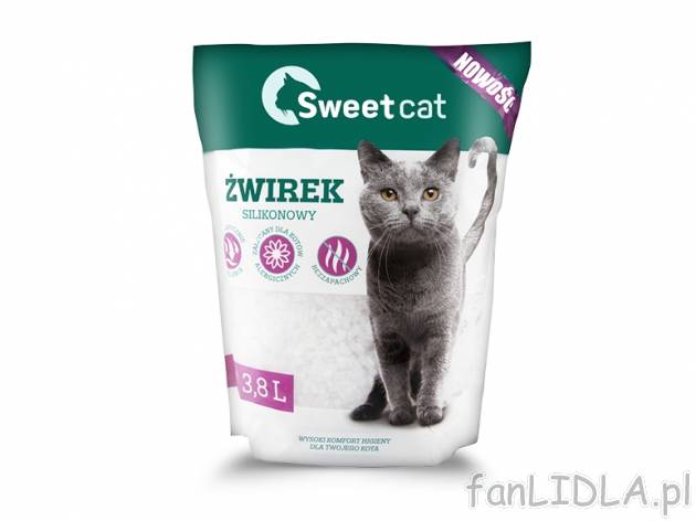 Sweet Cat Żwirek silikonowy dla kota , cena 10,00 PLN za 3,8 l/1 opak., 1 l=2,89 PLN.