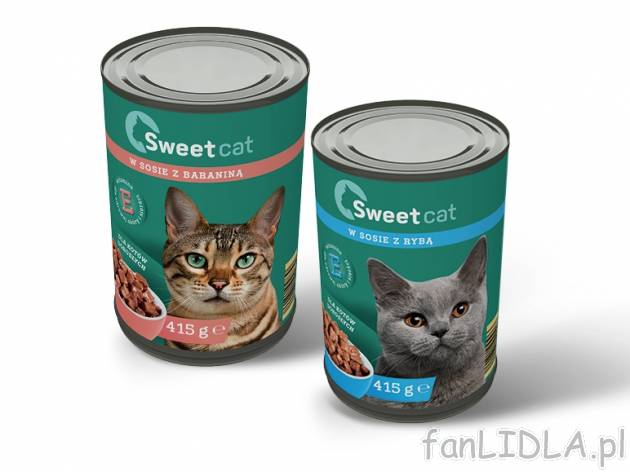 Sweet Cat Karma dla kota z baraniną lub rybą , cena 1,00 PLN za 415 g/1 pusz., ...