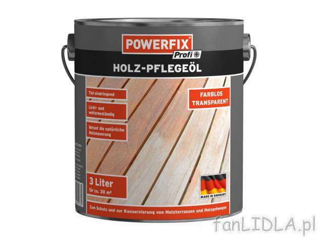 Olej do pielęgnacji drewna 3 l Powerfix, cena 49,99 PLN 
- ​​​​​​przedłuża ...