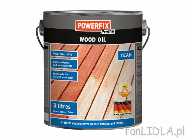 Olej do pielęgnacji drewna 3 l Powerfix, cena 49,99 PLN 
- ​​​​​​przedłuża ...