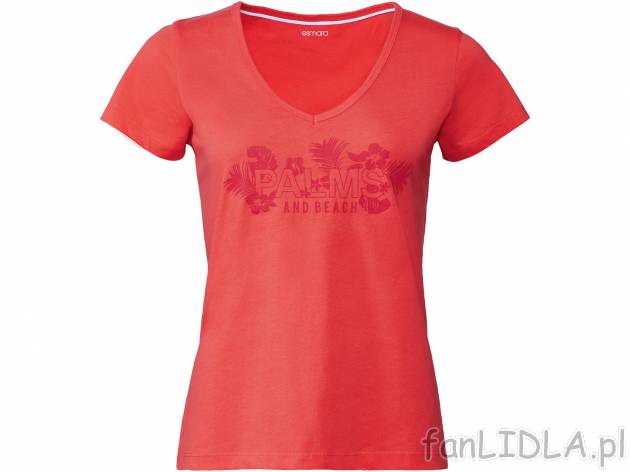 T-shirt damski Esmara, cena 12,99 PLN 
- rozmiary: S-XL
- 100% bawełny
Dostępne ...