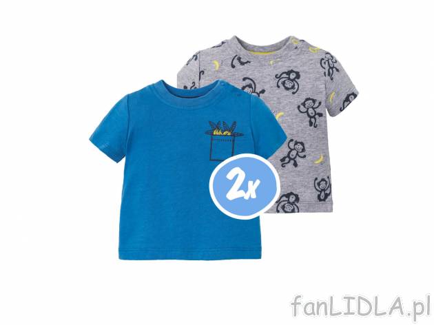 Koszulki niemowlęce z krótkim rękawem, 2 szt.* Lupilu, cena 7,99 PLN 
- rozmiary: ...