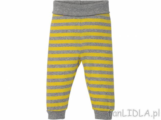 Spodnie niemowlęce z bawełny Lupilu, cena 9,99 PLN 
- rozmiary: 62-92
- 100% bawełny
- ...