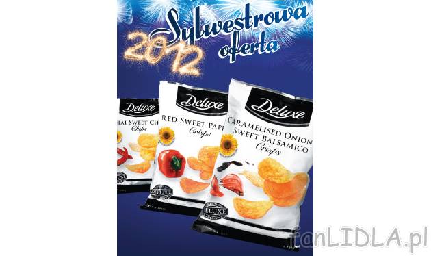 Chipsy gourmet Deluxe, cena 3,99 PLN za 125 g 
- różne rodzaje, 
- idealne jako ...