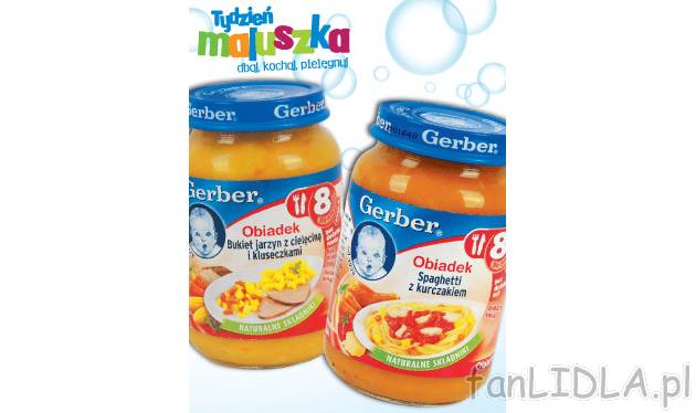 Gerber dania dla niemowląt , cena 4,39 PLN za 1 opak. 
- różne rodzaje 
- 190 ...
