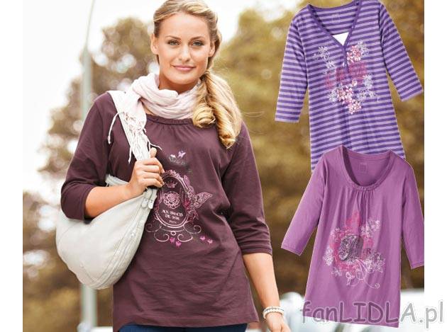 Koszulka damska Esmara, cena 34,99 PLN za 1 szt. 
- z przyjemnie miękkiej tkaniny, ...