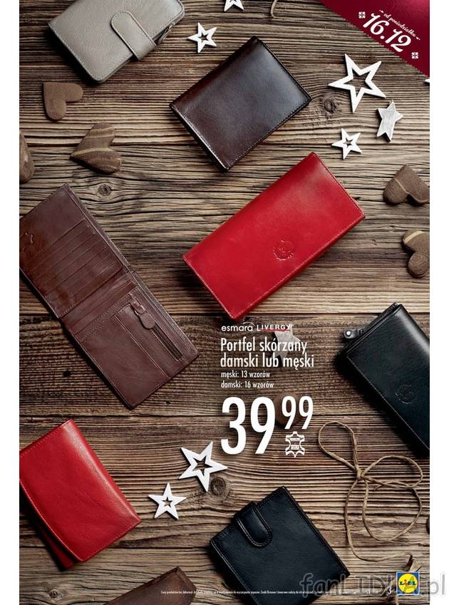 Od 16 grudnia w Lidlu kupić będzie można elegancki skórzany portfel. Dostępne ...