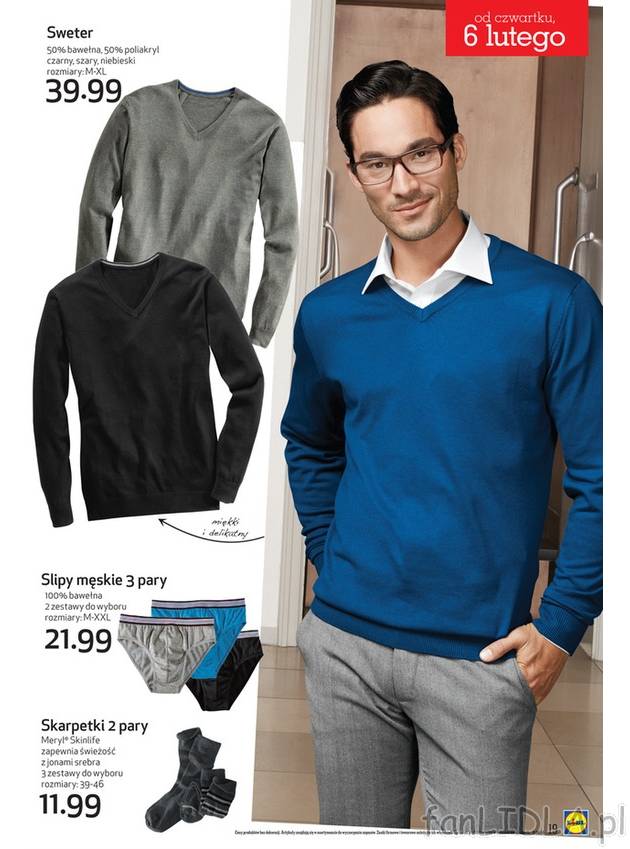 Ciepłe, miękkie i kolorowe swetry męskie, rozmiary: M-XL. Skarpety i slipy męskie, ...