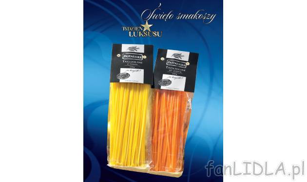 Makaron Taglioline Pastasole, cena 7,99 PLN za 250 g 
- al limone z aromatem cytrynowym ...